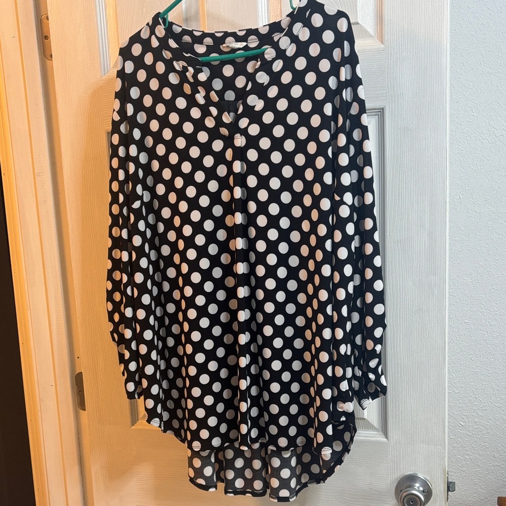 Cato Black and White Polka Dot Blouse